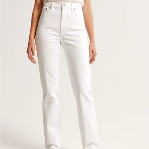abercrombie and fitch 90s straight ultra high rise curve love white